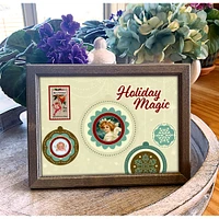 Holiday Magic Colorized Angels Half Dollar and Nickel Coins with Stamp in Wood Frame