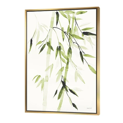 Designart - Simplist Bamboo Leaves II - Lake House Canvas in Gold Frame