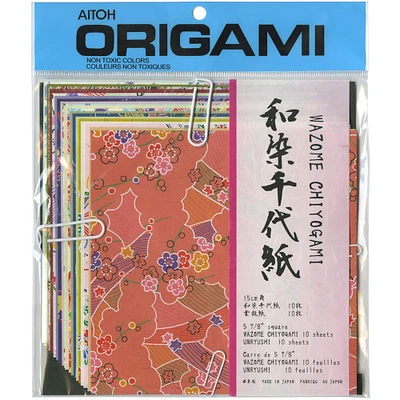 Aitoh 5.875" Wazome Chiyogami Unryushi Origami Paper, 10 Sheets