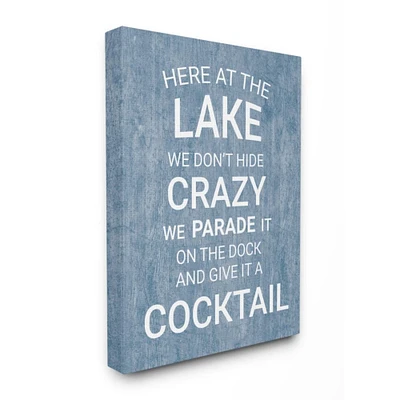 Stupell Industries Parade Crazy Funny Lake Party Blue Wood Texture Word Design Canvas Wall Art