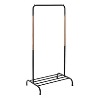 Honey Can Do Black Single Garment Rack with Shoe Shelf & Hanging Bar