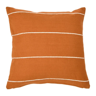 Orange Square Interwoven Striped Cotton Pillow Cover