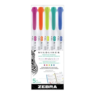 12 Packs: 5 ct. (60 total) Zebra Mildliner™ Refresh Double Ended Highlighters