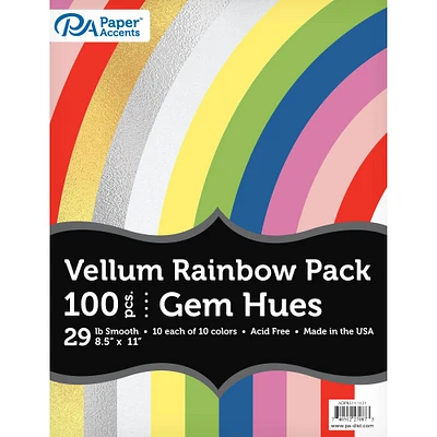 PA Paper™ Accents Rainbow Vellum Gem Hues 8.5" x 11" Paper Pack, 100 Sheets