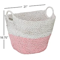 CosmoLiving by Cosmopolitan 21" White Water Hyacinth Contemporary Storage Basket