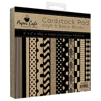 Paper Café Kraft & Black Prints 70lb. Cardstock Paper Pad, 6" x 6"