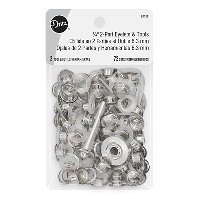 Dritz® Silver 1/4" 2-Part Eyelets & Tools, 72 Sets