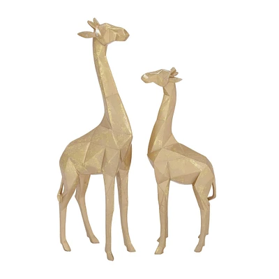 CosmoLiving by Cosmopolitan Gold Polystone Modern Giraffe Sculpture Set