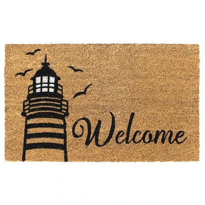 RugSmith Brown Machine Tufted Welcome Light House Doormat
