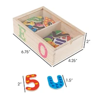 Toy Time Math & Alphabet Wooden Refrigerator Magnets Set