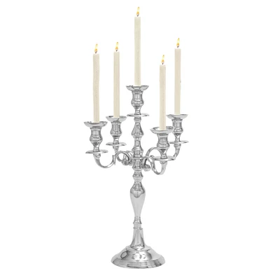 Silver Aluminum Traditional Candlestick Holders, 24" x 16" x 16"