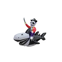 8ft. Inflatable Skeleton Shark & Pirate