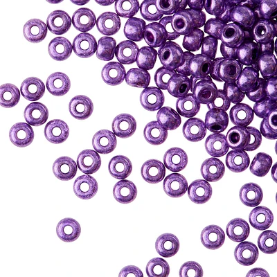 12 Pack: John Bead Purple Metallic Czech Glass Seed Beads, 6/0