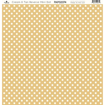 Paper Café Cream & Tan Reverse Mini Dot 12" x 12" Cardstock, 15 Sheets