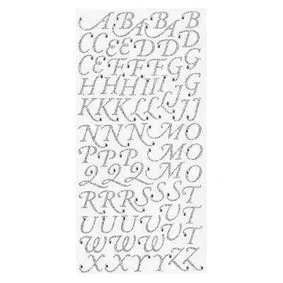 Silver Glitter Rhinestone Script Alphabet Stickers by Recollections™