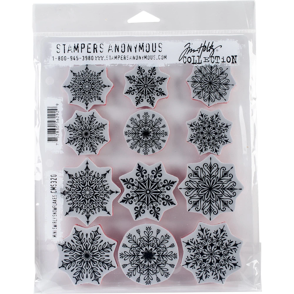 Stampers Anonymous Tim Holtz® Mini Swirly Snowflakes Cling Stamps