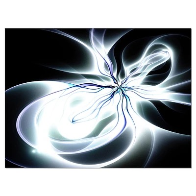 Designart - White Symmetrical Fractal Flower - Abstract Art on Canvas