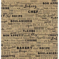 Paper Café Kraft & Black Bon Appetit 12" x 12" Cardstock, 15 Sheets