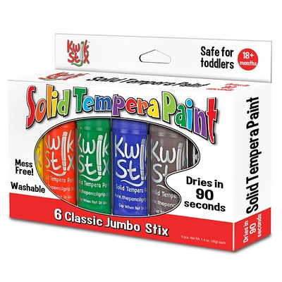 Kwik Stix™ 6 Classic Color Jumbo Solid Tempera Paint Stick Set