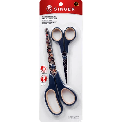 SINGER® Paisley Polka Dot Printed 8.5" Fabric Scissors & 5.5" Detail Craft Scissors Set