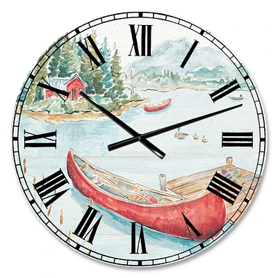 Designart 'Lake House Canoes Ii Lake House Wall Clock