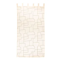 84" Ivory and Black Modern Cotton Curtain Panel with Geometric Embroidery