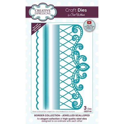 Creative Expressions Sue Wilson Jewelled Scalloped Border Craft Dies