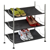 Honey Can Do Chrome & Black 3-Tier Shoe Rack