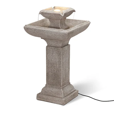 Glitzhome® 2ft. Modern and Minimalist 2-Tier Outdoor LED Fountain