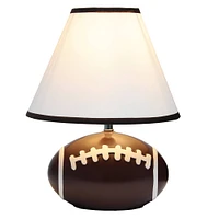 Simple Designs™ 11.5" Football Base Table Lamp with White Shade Brown Trim