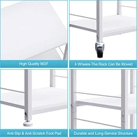 White Kitchen Cart 4-Tier Rolling Cart