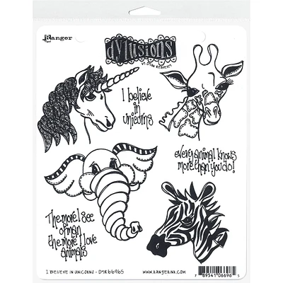 Dyan Reaveley's Dylusions I Believe In Unicorns Cling Stamp Set