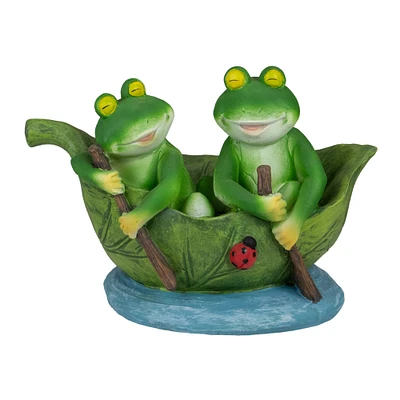 10" Green Frogs in a Lily Pad Outdoor Garden Statue