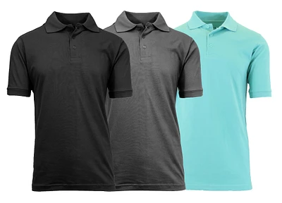 Galaxy By Harvic Short Sleeve Men's Pique Polo Shirt 3 Pack