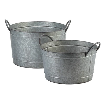 Galvanized Bucket Planter Set