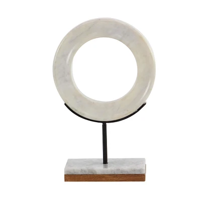 CosmoLiving by Cosmopolitan 14" White Geometric Marble Sculpture
