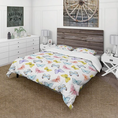 Designart 'Watercolor Butterfly Pattern' Cabin & Lodge Bedding Set