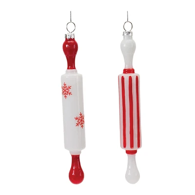 12ct. 8" Glass Rolling Pin Ornaments