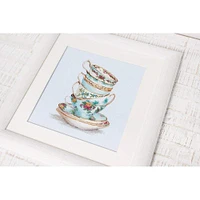 Luca-s Turquoise Themed Tea Cups Counted Cross Stitch Kit