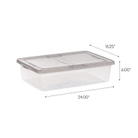 IRIS® 28qt. Clear Snap Top Storage Box with Gray Lid