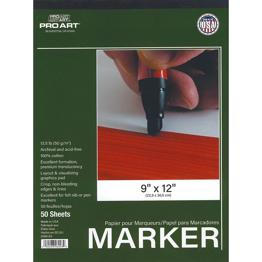 Pro Art Marker Paper Pad, 9" x 12"