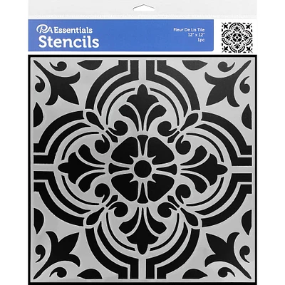 PA Essentials Fleur De Lis Tile Stencil, 12" x 12"