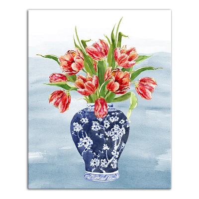 Chinoiseire Tulips 16" x 20" Canvas Wall Art