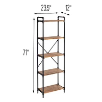 Honey Can Do Black 5-Tier Industrial Bookshelf