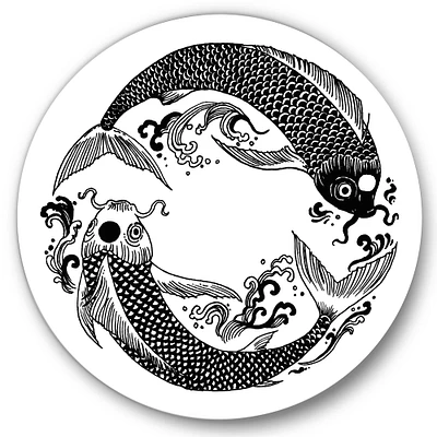 Designart - Chinese Koi Fish In Chinoiserie Style III