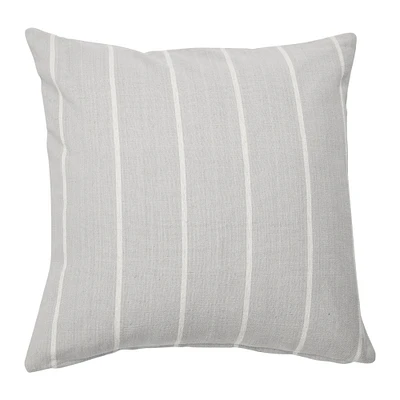 Gray Square Interwoven Stripe Cotton Pillow Cover