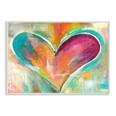 Stupell Industries Abstract Colorful Heart Wooden Wall Plaque