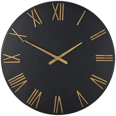 31" Modern Black & Gold Metal Wall Clock