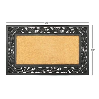 RugSmith Natural & Black Holly Trellis Molded Rubber & Coir Doormat