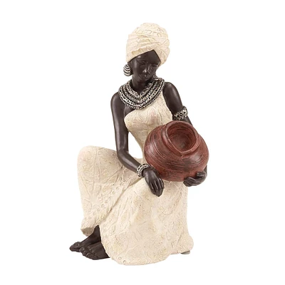 10" Woman with Pot Sculpture